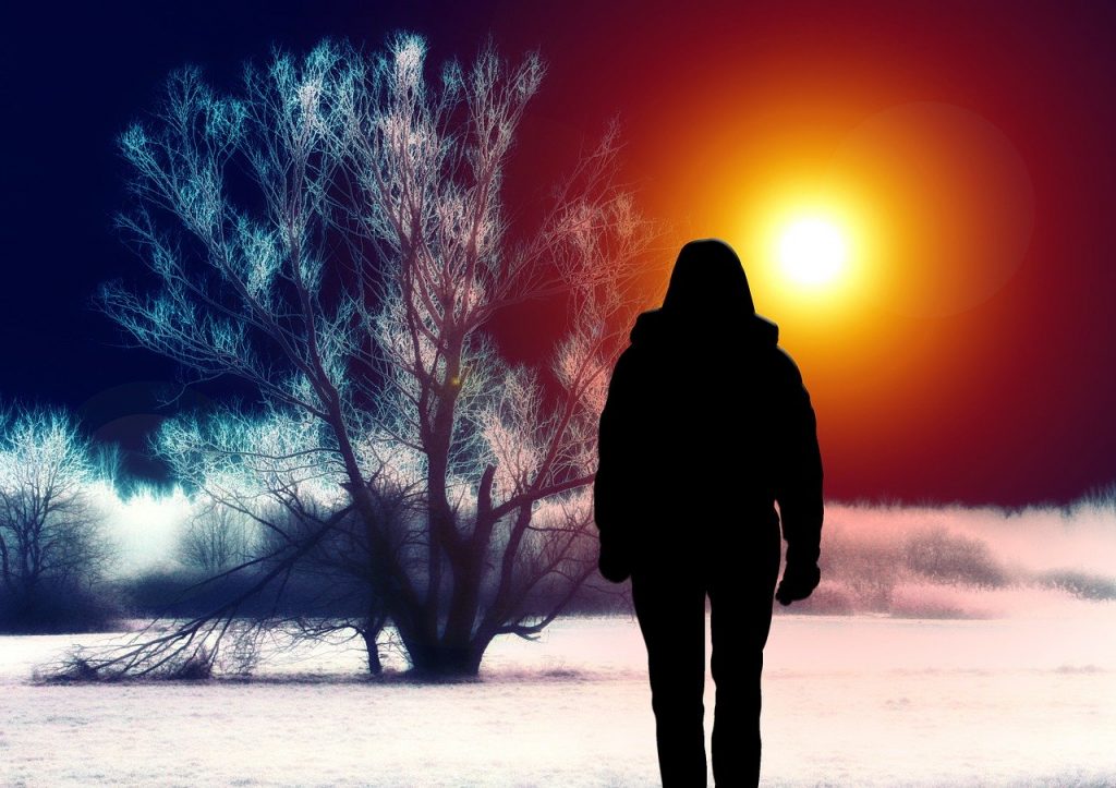 Imagem de um homem com sol e neve, Agarre o Mundo